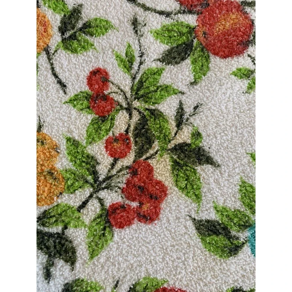 Vintage Farmhouse TableCloth Fruit Cherries Pears Apples 60s Large 50